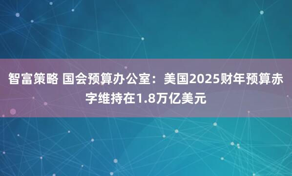 智富策略 国会预算办公室：美国2025财年预算赤字维持在1.8万亿美元